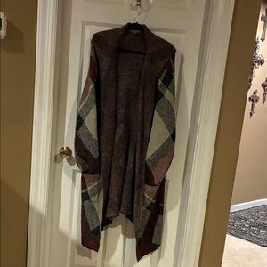 Women's Multicolor Open Front Hooded Cardigan Sweater Size 2X